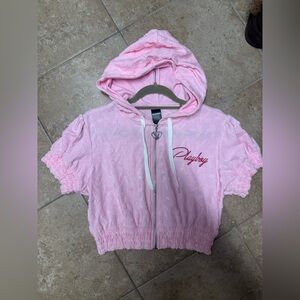 Playboy cropped short sleeve hoodie